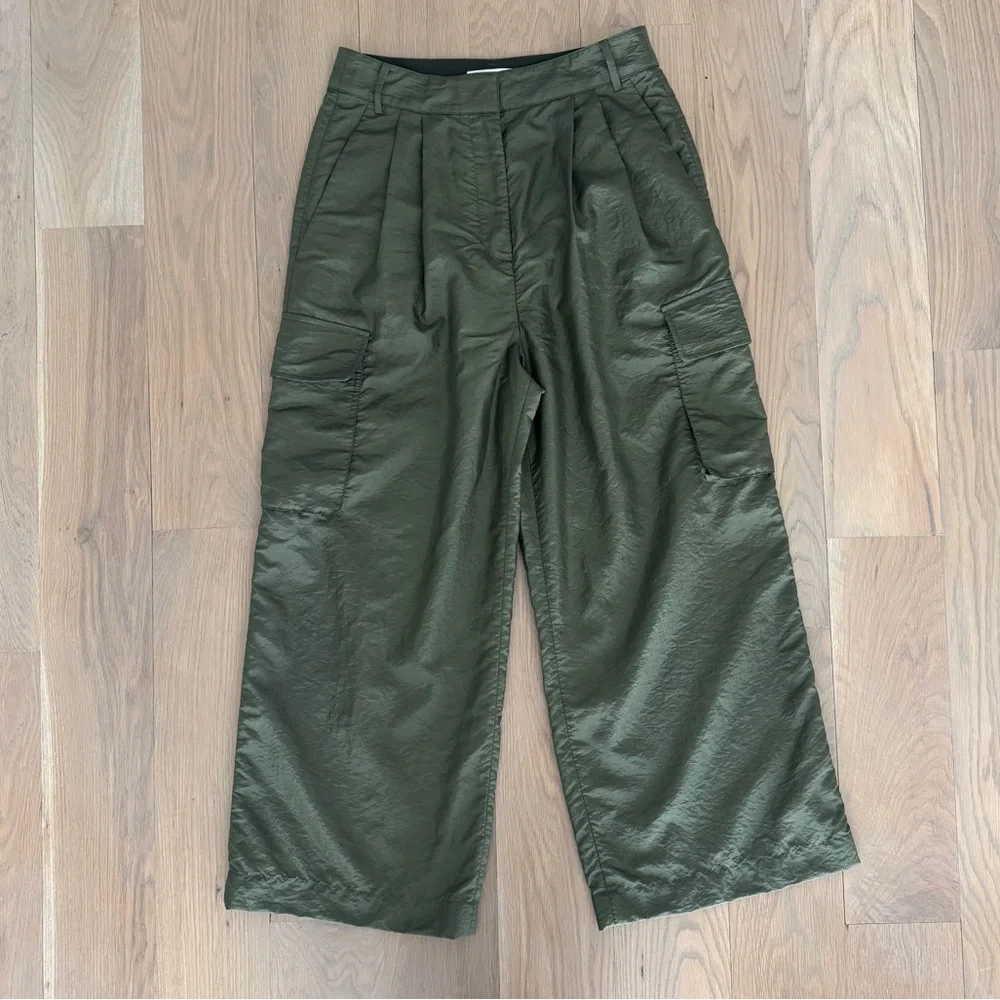 Tibi Olive Green Nylon Cargo Pants - Picture 2 of 9